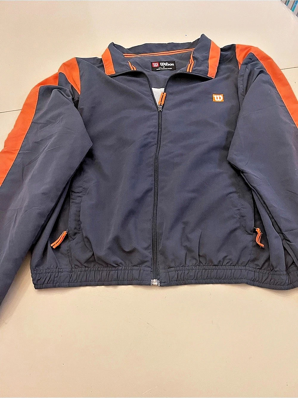 Wilson Color Block Windbreaker Jacket in Navy Blue & Orange Size: M